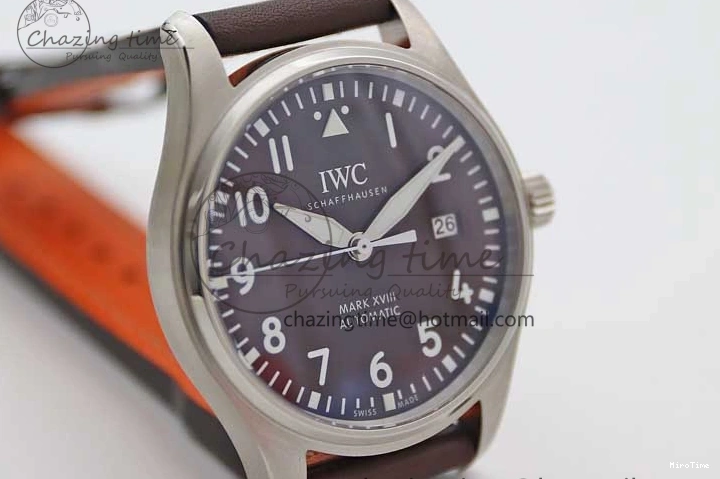 MIROTIME 0413 HighQuality Mark XVIII IW327010 SS M+F 1:1 Best Edition Brown Dial on Brown Leather Strap A 7049